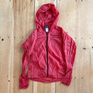 Patagonia Red Hooded Lightweight Wind Jacket
